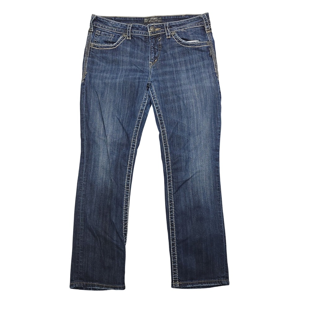 Silver Jeans‎ Natsuki Capri Denim Jeans Womens Size 31 Dark Wash Mid Rise